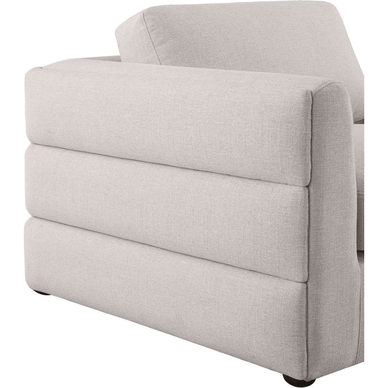 Canapé modulaire de coin symétrique de 114 po de largeur Howardine, Tissu beige texturé en lin