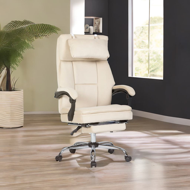 Chaise de bureau avec repose-pieds, Beige
