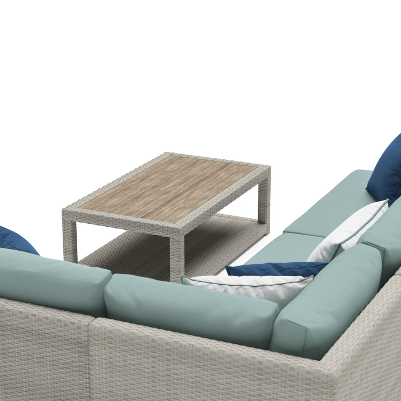 Portofino Comfort Outdoor 5 - Piece Conversation Set, Gray Frame/Spa Blue Cushion
