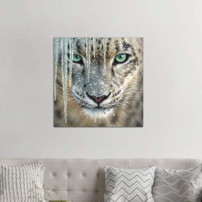 Snow Leopard - Blue Ice by Collin Bogle - Wrapped Canvas Print