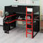 Lit mezzanine avec escalier de rangement, bureau intégré, tablettes et panneau perforé Gaming-1259335054