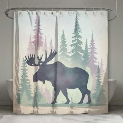 Rideaux de douche Moose In Forest Silhouette
