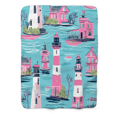Maritime Beacon Patterns - 1 Piece Premium Sherpa Blanket