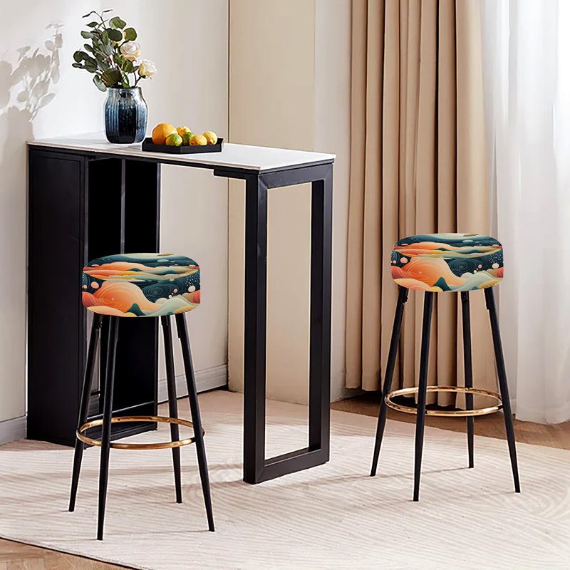 Ensemble de 2 tabourets de bar Teal Zen Landscape Harmony