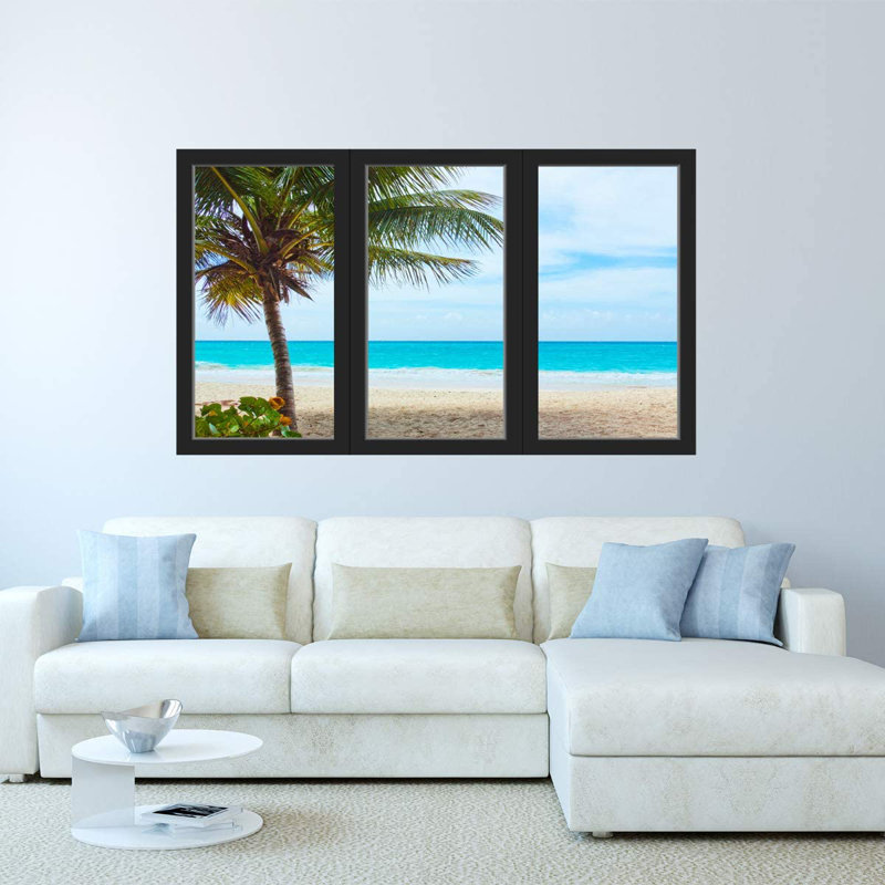 Adhésif décoratif palmiers 3D Office Ocean Beach, H 36 po x l 60 po x P 0,8 po