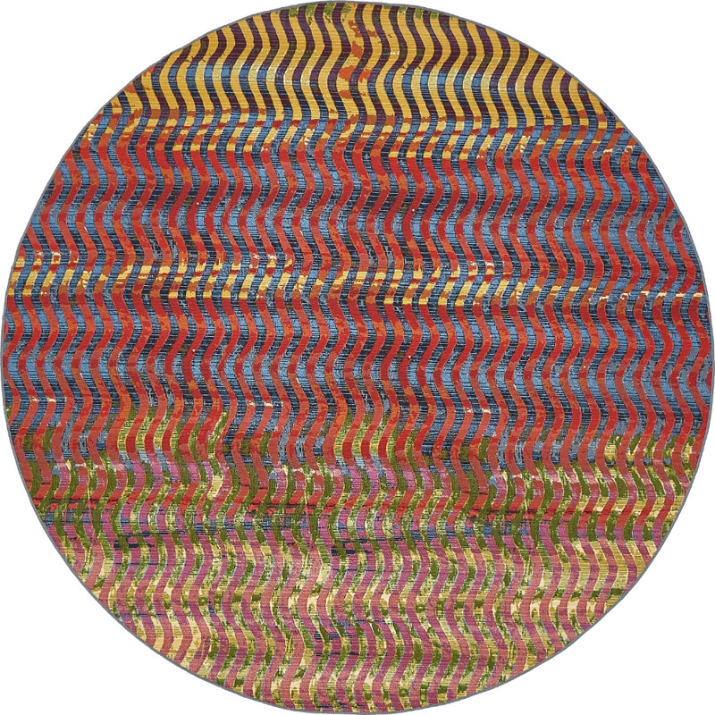 Skylar Washable Abstract Indoor / Outdoor Rug, Round 8'