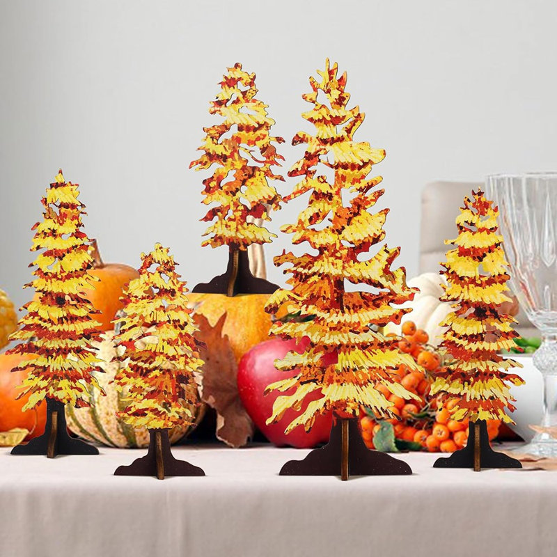 5 pièces décorations d'automne automne manteau de cheminée en bois autoportant arbres art décorations d'automne rustiques pour la maison de l'Action de grâce décor arbres d'automne pièce maîtresse pour tablette de table manteau de cheminée (rusti