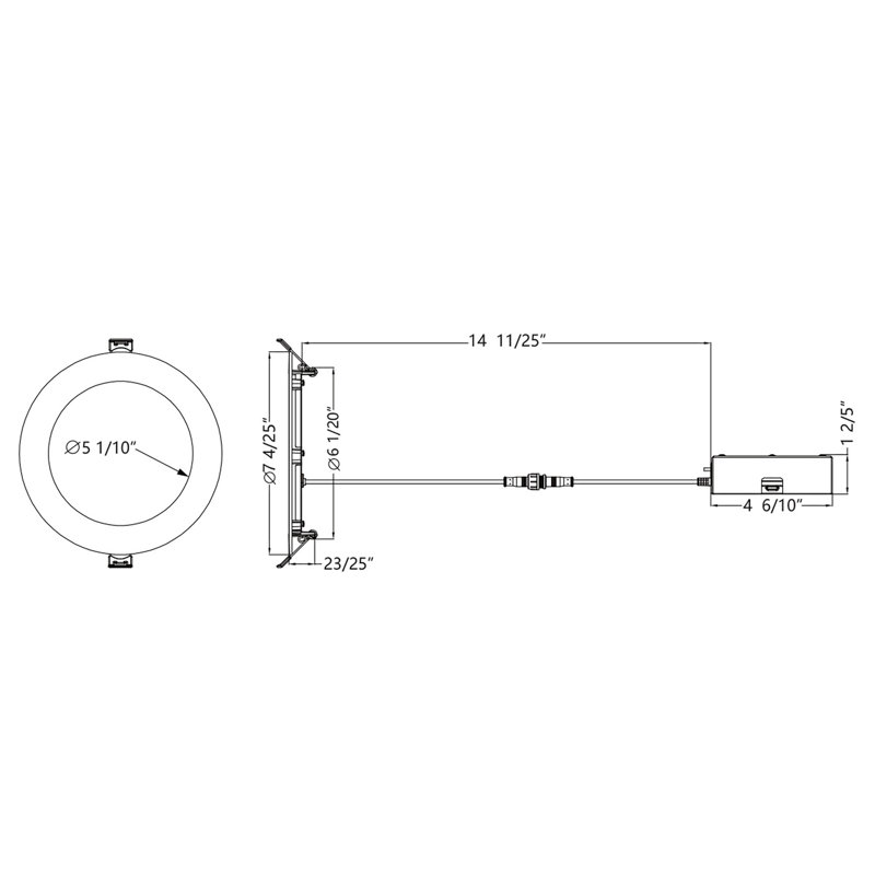 Lotos 6.75'' Selectable Color Temperature 15 Watt Dimmable Air-Tight IC Rated LED Canless Recessed Lighting Kit