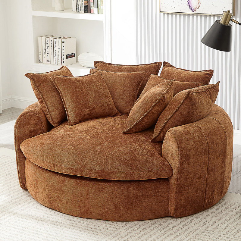 59.8" Round Upholstered Convertible Sofa Bed