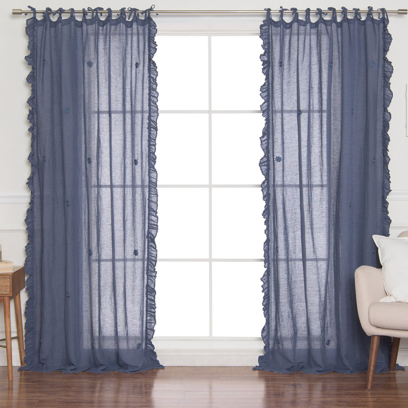 Panneau de rideau simple diaphane avec passe-tringle Millwright, Indigo, L 52 po x L 96 po