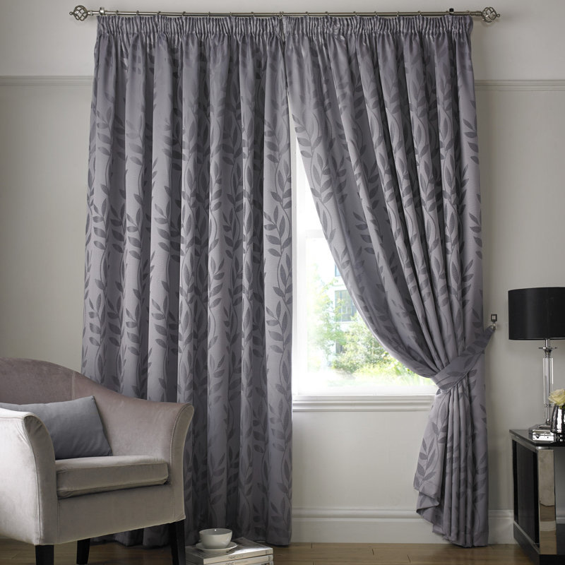 Semi Sheer Curtain Pair, 228 cm W x 274 cm D, Silver