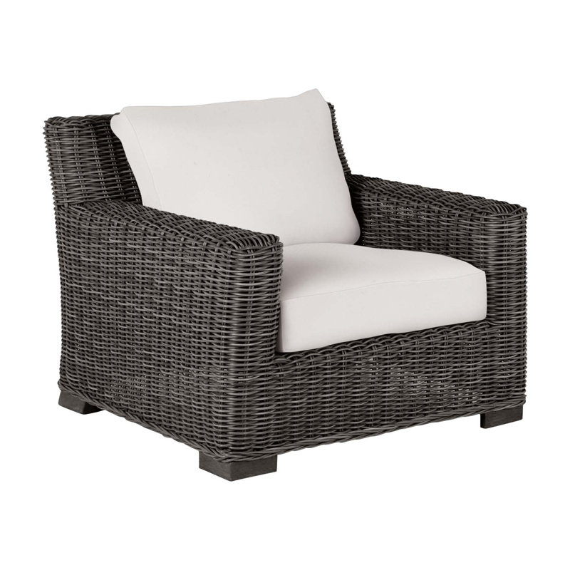Rustic Woven Lounge Chair, Natural White, Slate Gray, No Welt