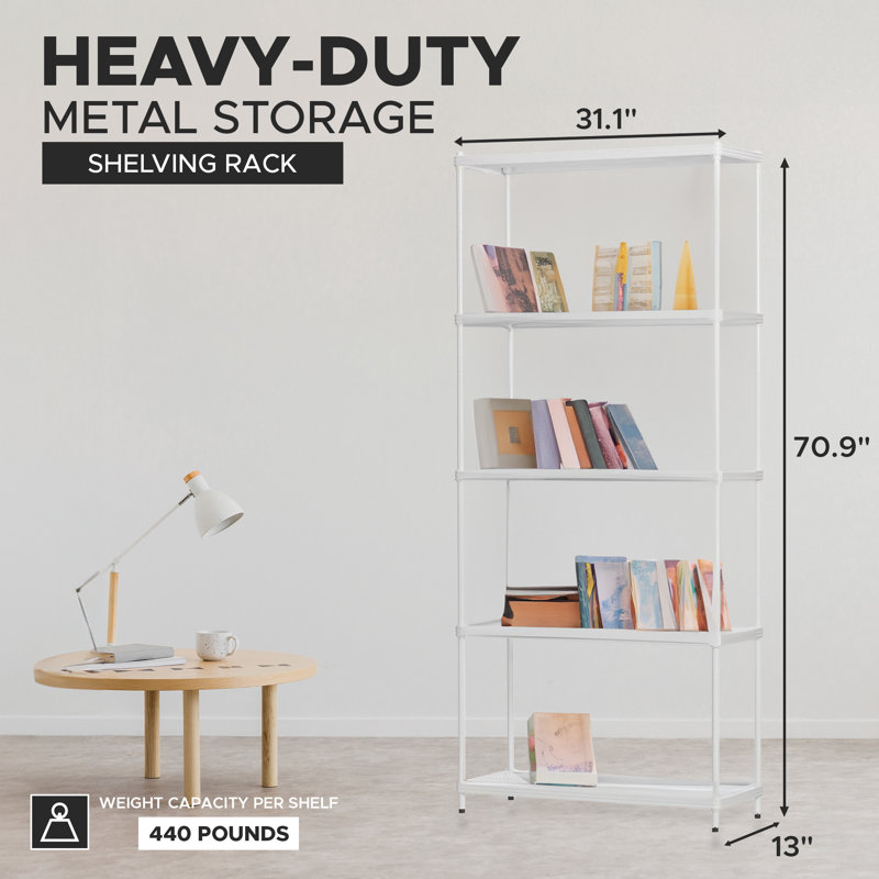 Nalene 13'' W Steel Height -Adjustable Shelving Unit, White