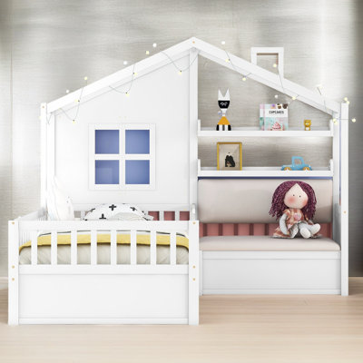 Twin Size House Bed With Sofa