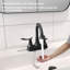 Robinet pour salle de bain à 2 poignées et robinet de meuble-lavabo noir mat 4 pouces avec drain escamotable et tuyaux d'alimentation