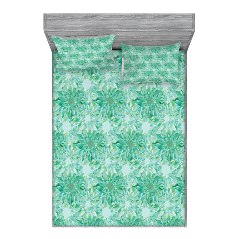 Microfiber Floral Sheet Set, Queen Sheet Set with Fitted Sheet