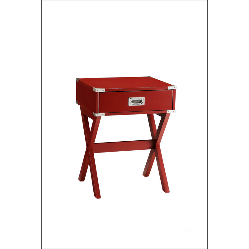 Accent Table With A Single Drawer, Red
