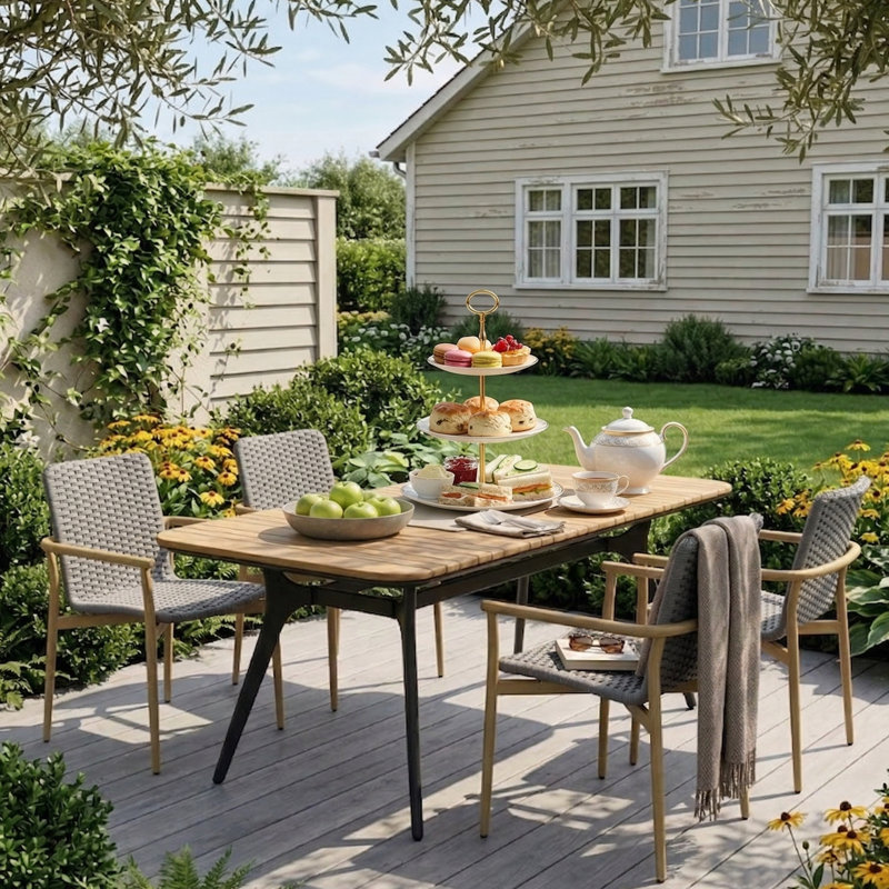 Modern 4-Person Rectangular Outdoor Dining Set