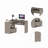Mix L-Shaped Desk, Keyboard Tray, Two Drawers, Single Open Shelf -Light Gray-1729615101