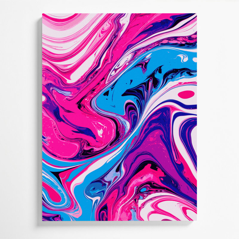 Abstrait art fluide sur toile rose 29, H 14 po x l 11 po