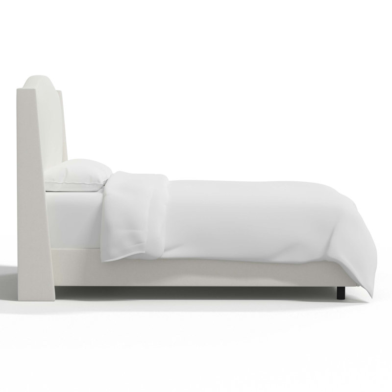 Claritha Upholstered Wingback Bed, Zuma White Textured Linen, Queen