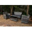 Canapé de conversation en osier pour patio 4 pièces, deux fauteuils et coussins de table inclus - finition gris orage