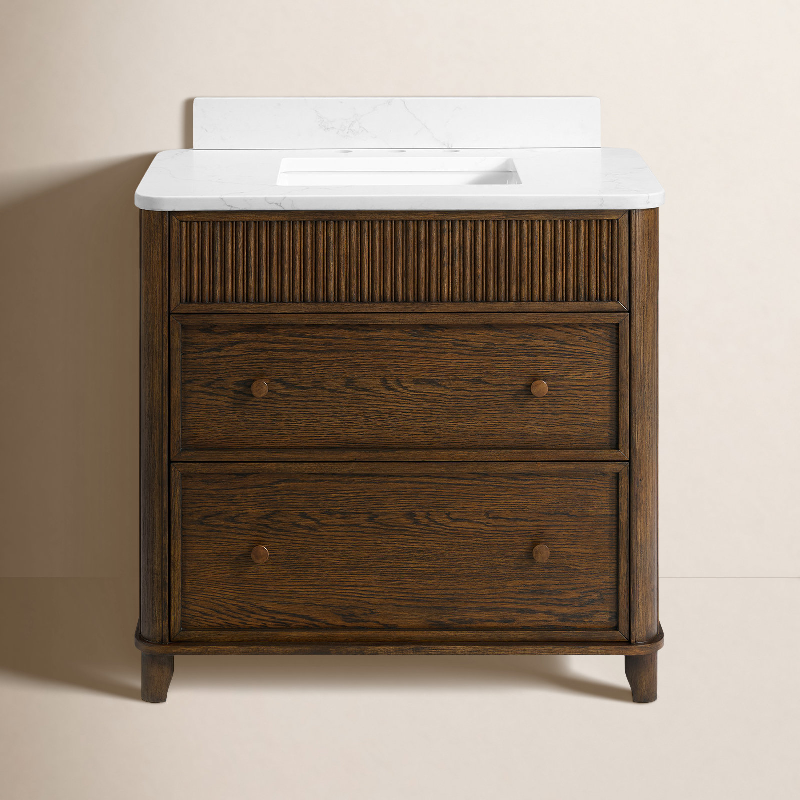 Kennedy Oak Single Bathroom Vanity, 36", Enhanced Brown Oak