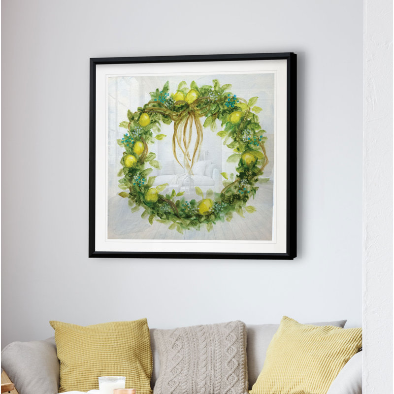Couronne de citron frais - reproduction d'art encadrée, H 17,5 po x l 17,5 po x P 1,5 po