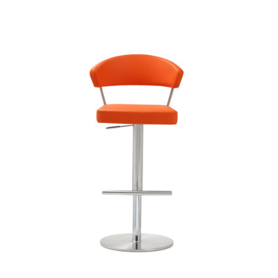 Oksen Swivel Upholstered Faux Leather Adjustable Height Counter Stool with Stainless Steel Frame