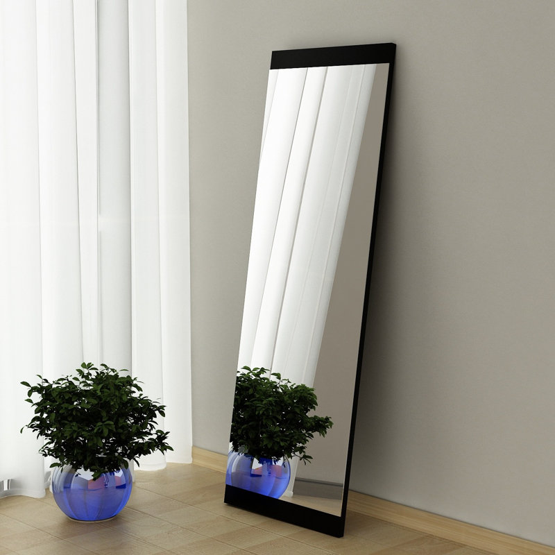 Miroir mural élégant, noir, 15,7 po x 47,2 po x 0,9 po | Cadre 100% bois aggloméré, verre écologique Fllot-E | Design moderne, parfait pour le vestibule, le salon ou la chambre à coucher | Fixation murale facile, décoration élégante et élégante