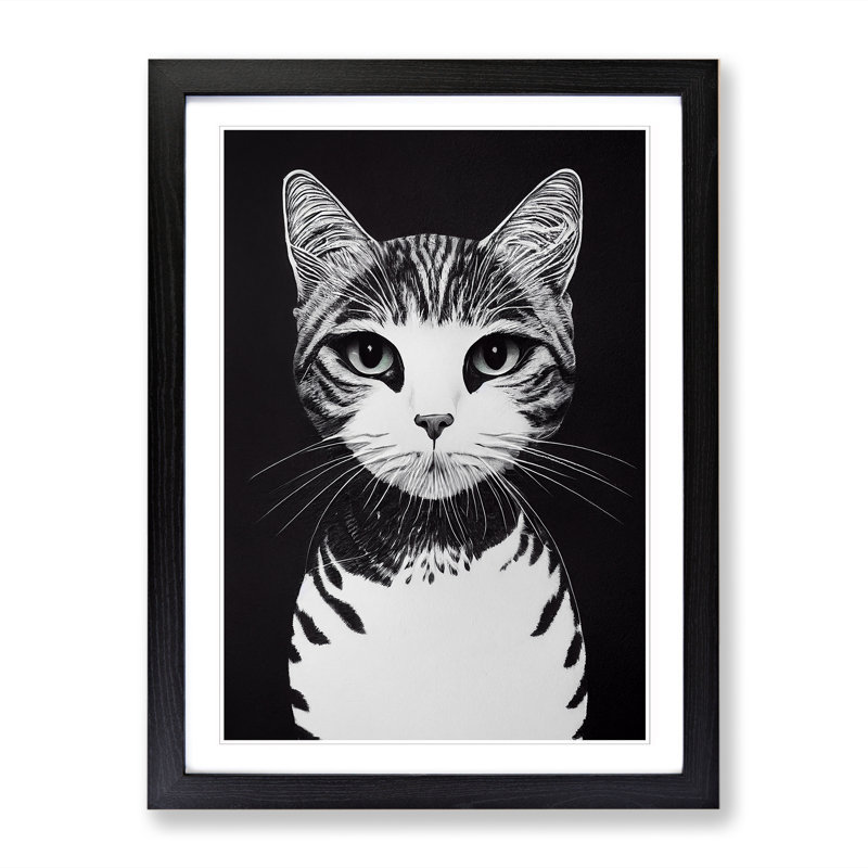 Dahlgreen Cat Art Minimalism Vol.1 1 Piece Wall Art, 34cm H x 25cm W, Black Framed