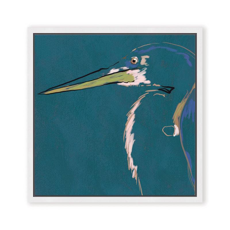 Nature Inspired Blue Heron Portrait, 36" H x 36" W, Black, Framed Print