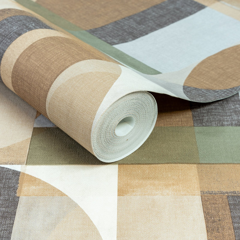 Arcadia Collection Geometric Motives Wallpaper Roll, Green