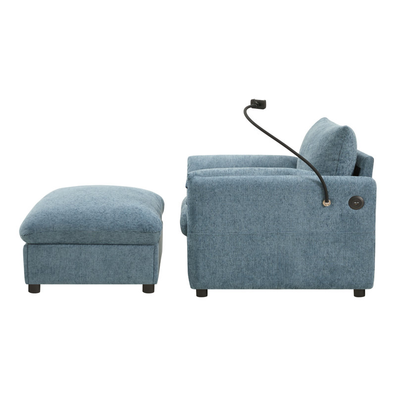 37" Single Sofa With Storage Ottoman