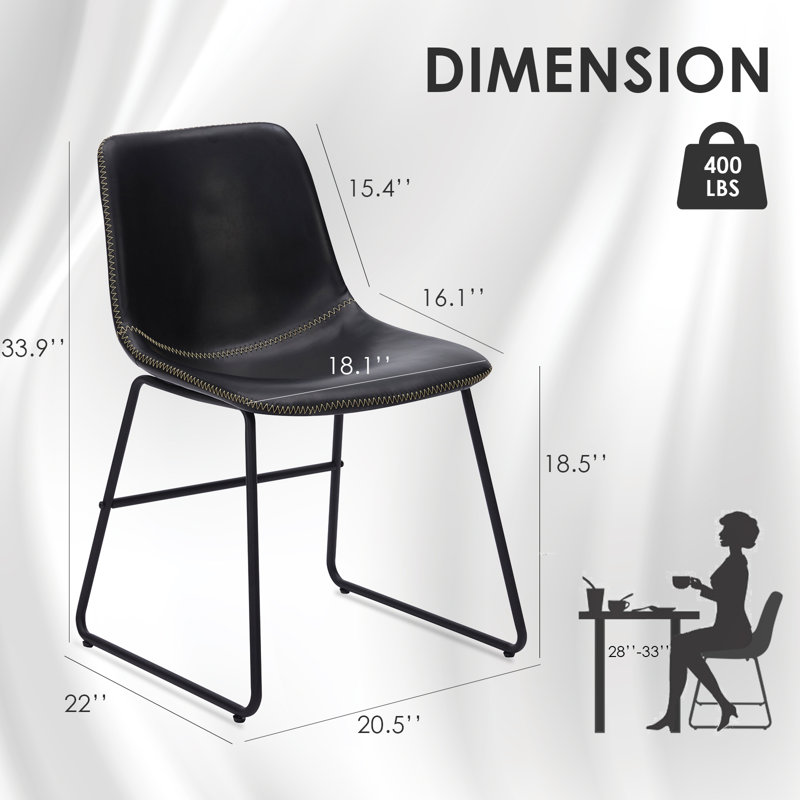 Chaise rembourrée en similicuir Ipke, Noir, noir, noir, noir