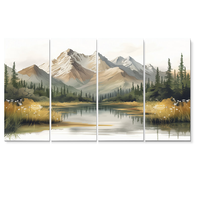 «Alaska Winter River Into Denali National Park II», ensemble d'art sur toile Alaska, H 32 po x l 64 po
