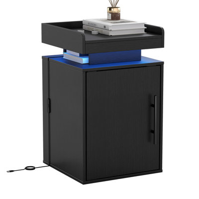 Multi-functional Black Nightstand – Space-saving Storage Cabinet For Bedrooms & Home Offices
