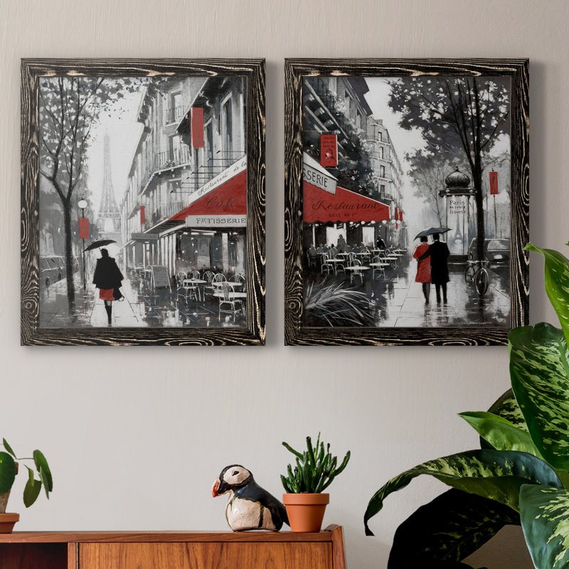 «Rainy Paris I», ensemble de 2 reproductions d'art, H 20 po x l 17 po x P 1 po, H 31,5 po x l 47 po x P 1,5 po, Pas de tapis