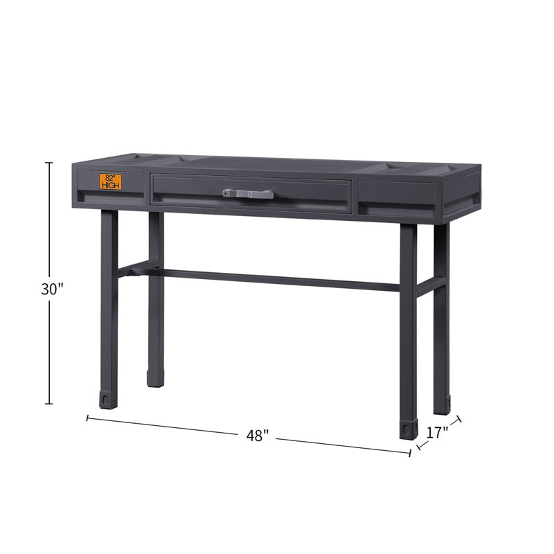 Metal Vanity Desk with One Drawer, Gunmetal