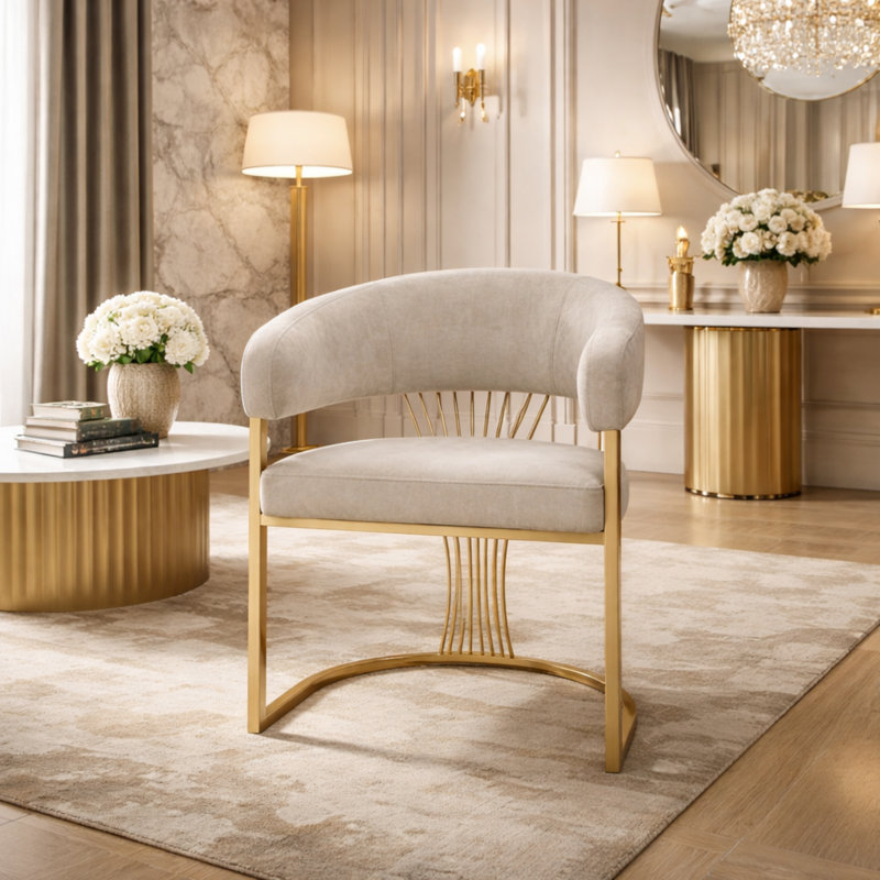 Leather Upholstered Dining Chair, Cream