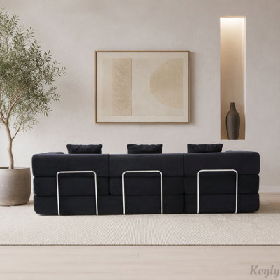 Sectional Cloud Sofa with L-Shape Chaise and Golden Frame