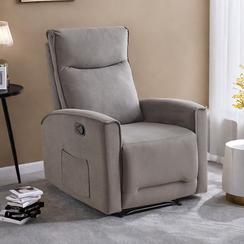 Fauteuil inclinable ergonomique avec pochette de rangement, Mélange de polyester gris