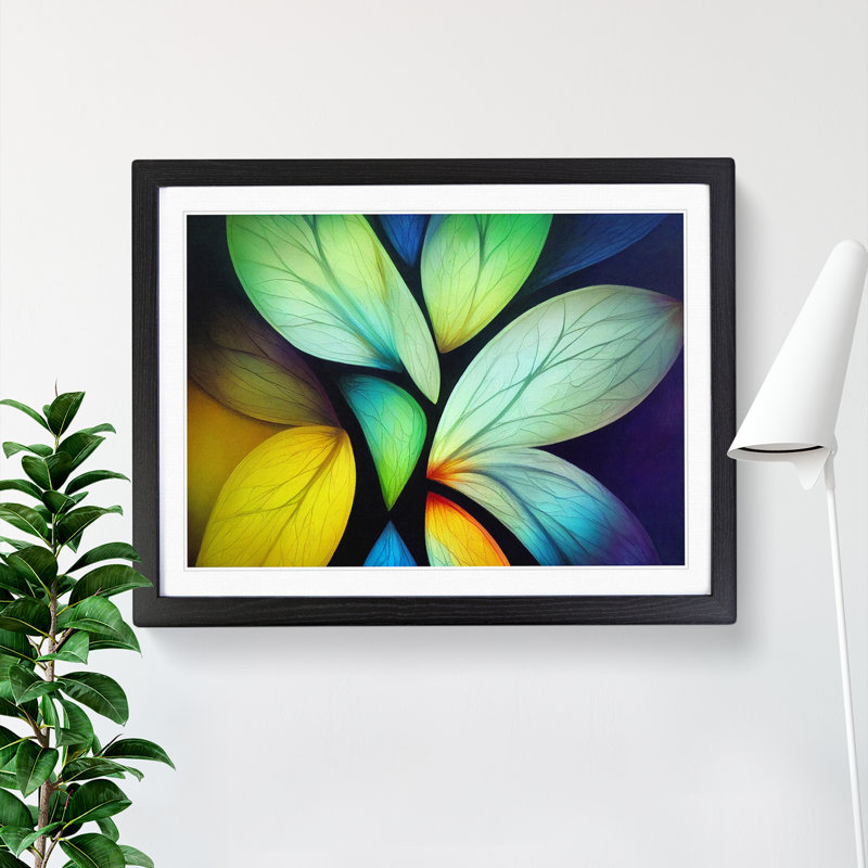 Illuminated Modern Flowers Abstract 1 Piece Single Picture Frame Wall Art, 34cm H x 46cm W x 2cm D, Black