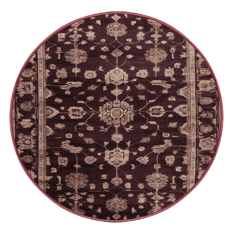 Tapis brun lavable à la machine, Rond 4 pi