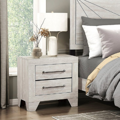 Contemporary Dusty Oak Nightstand With 2 Dovetail Drawers For Stylish Bedroom Storage