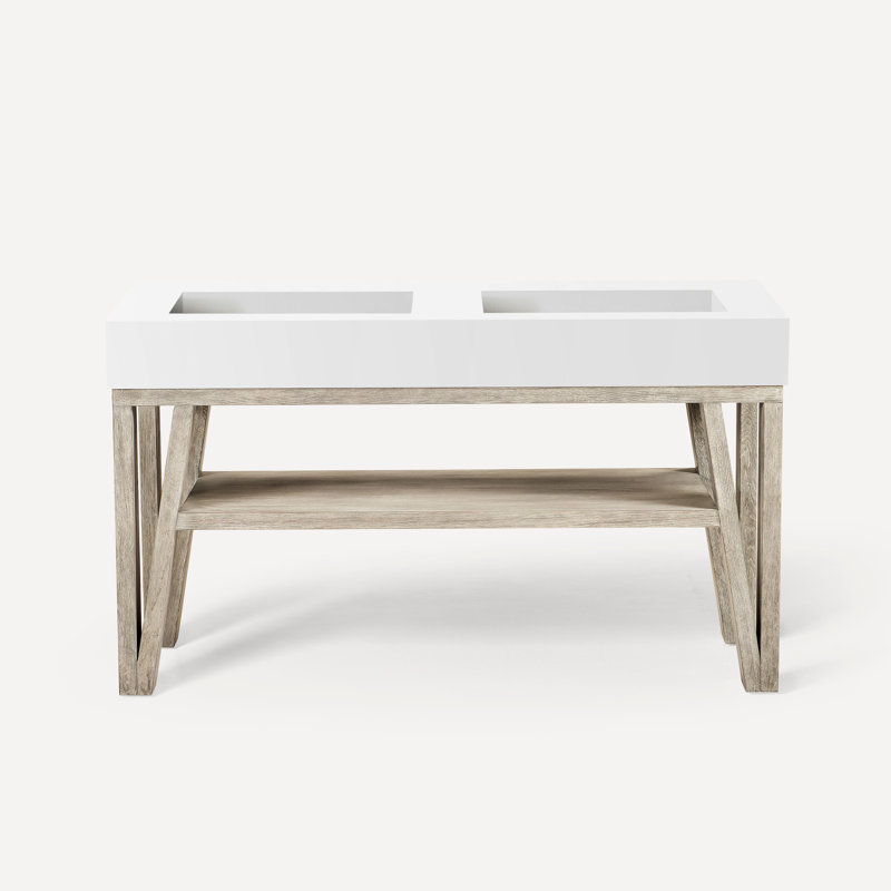 Bodo 59.63" Double Bathroom Vanity Set, Light Gray Oak