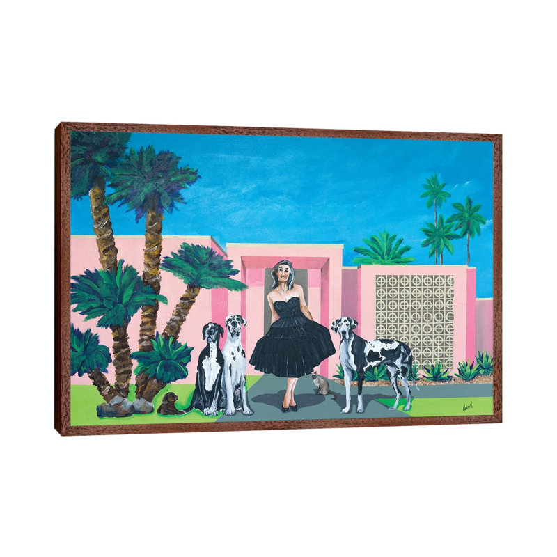 Georgia In Her Little Black Dress by Dan Nelson - Print on Canvas, Classic Brown Wood Framed