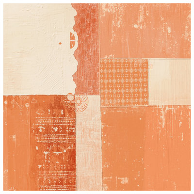 Édredon patchwork orange et beige