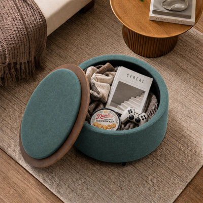 Grande table basse ronde avec repose-pieds et rangement