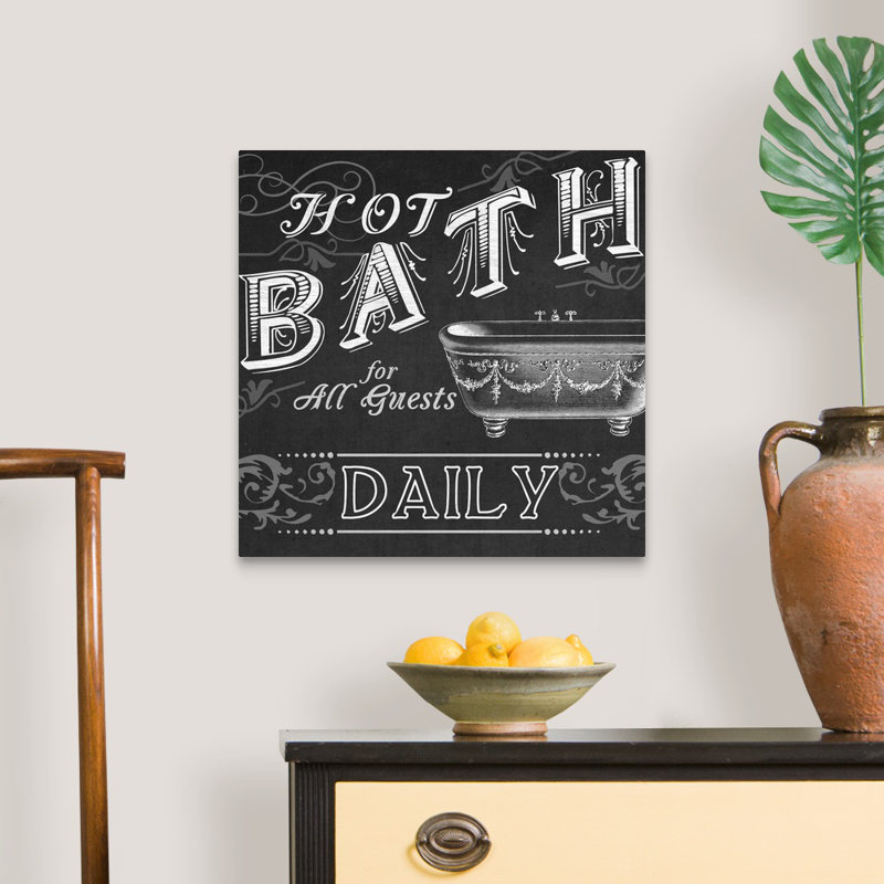 «Chalkboard Bath Signs II», reproduction d'impression sur toile, Toile tendue, H 20 po x l 20 po x P 1,25 po